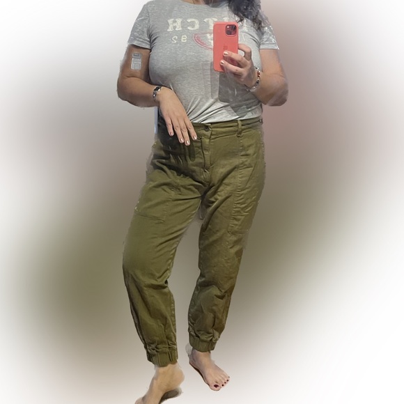 SERRA Khaki Pants Ankle OLIVE OIL Wash Fatigue Camo Parachute Trouser Utility M - Picture 11 of 11